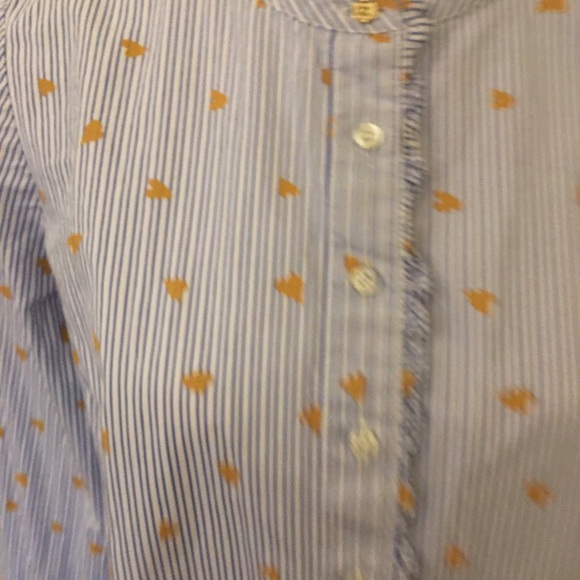 Talbots Ruffle Trim Striped Cotton Top with Heart Print Size S - Picture 4 of 9